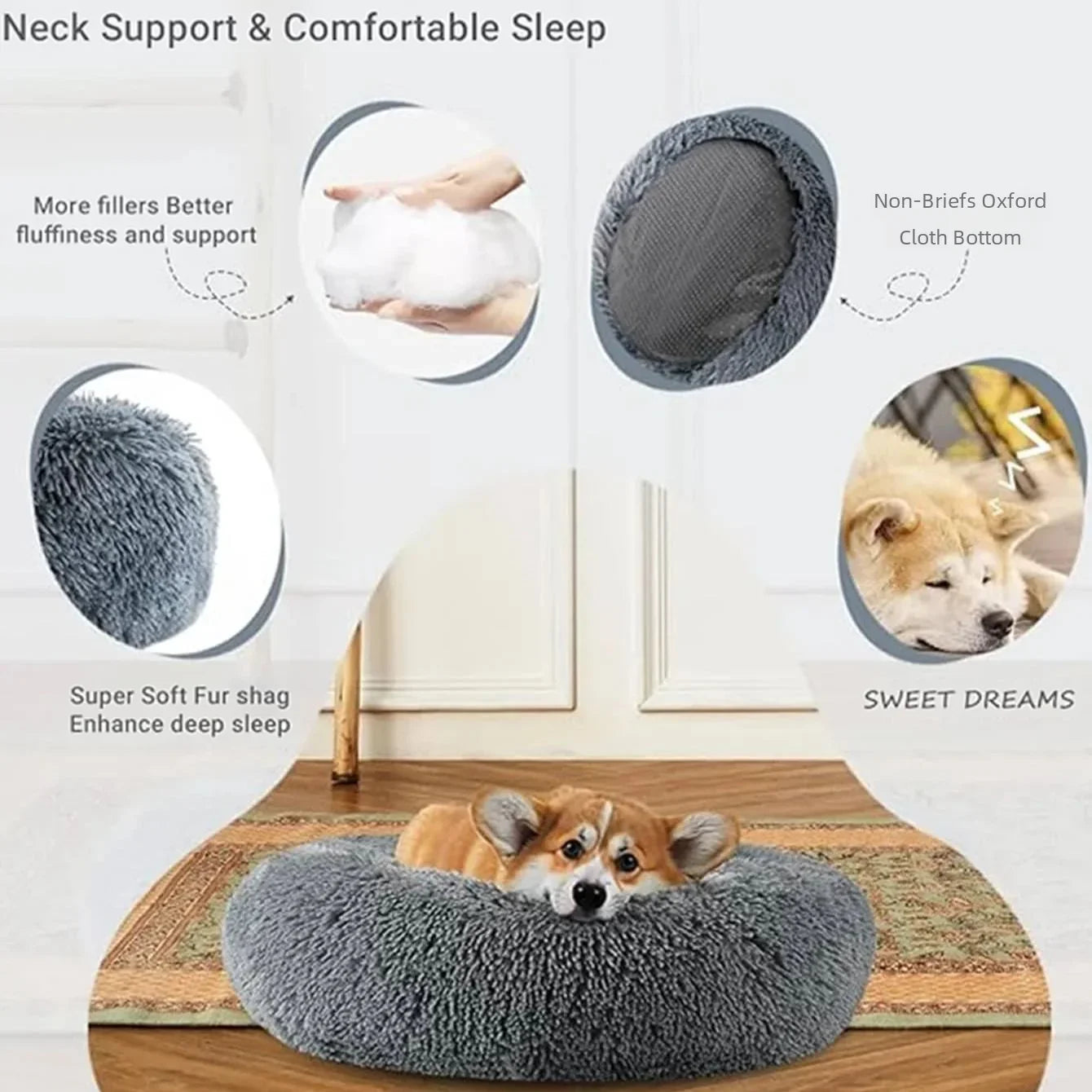 Cozy Round Bed for Dogs & Cats